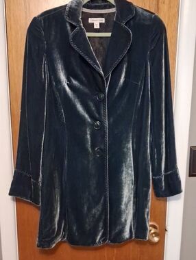 Coldwater Creek Women's Velvet Trench Coat - Dark Teal